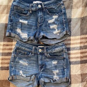 TWO PAIRS - SO Low-Rise shortie Casual Distressed Denim Shorts - Blue